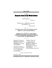 National Taxpayers Union Foundation As Amicus Curiae in Support of Respondents ————