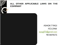 Other Applicable Laws on the Company