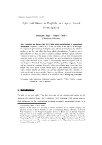 Split Infinitives in English: a Corpus-Based Investigation