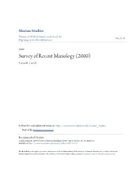 Survey of Recent Mariology (2000) Eamon R
