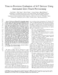 Time-To-Provision Evaluation of Iot Devices Using Automated Zero