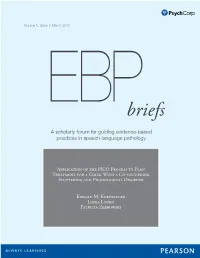Application of the PICO Process to Plan Treatment for a Child with a Co-Occurring Stuttering and Phonological Disorder
