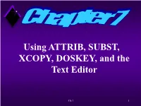 Ch 7 Using ATTRIB, SUBST, XCOPY, DOSKEY, and the Text Editor