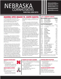 CORNHUSKERS Capacity: 13,595 BASKETBALL GAME NOTES