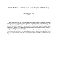 Divine Riddles: a Sourcebook for Greek Religion and Mythology