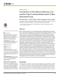 Introduction of Non-Native Pollinators Can Lead to Trans-Continental Movement of Bee- Associated Fungi