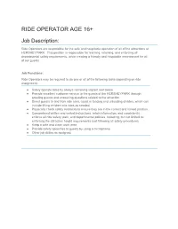 Ride Operator Age 16+