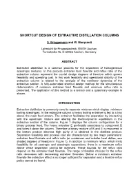 Shortcut Design of Extractive Distillation Columns