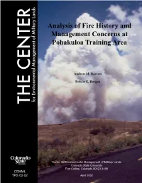 Analysis of Fire History and Management Concerns at Pohakuloa Training Area