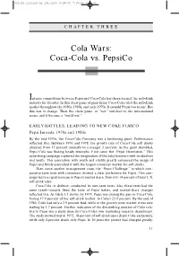 Cola Wars: Coca-Cola Vs. Pepsico