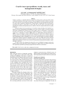 Crucifer Insect Pest Problems: Trends, Issues and Management Strategies