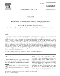 Ecosystem Services Generated by Fish Populations