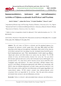Immunomodulatory, Anticancer and Anti-Inflammatory Activities of Telfairia Occidentalis Seed Extract and Fractions