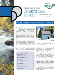 British Columbia Operators a Newsletter for Water Digest and Wastewater Operators
