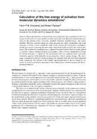 Calculation of the Free Energy of Solvation from Molecular Dynamics Simulations*