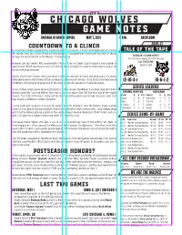 Chicaggo Wolves Game Notes