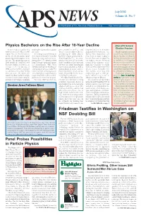 Highlights Friedman Testifies in Washington on NSF Doubling Bill