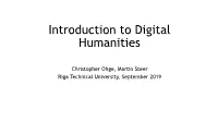 Introduction to Digital Humanities
