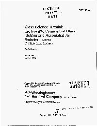 Lecture #4, Commerciail Glass Melting and Associated Air Emission Issues C