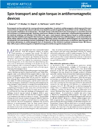 Spin Transport and Spin Torque in Antiferromagnetic Devices