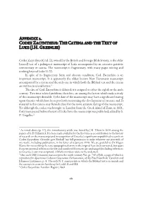 Appendix 2. Codex Zacynthius: the Catena and the Text of Luke (J.H