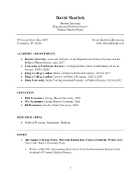 David Skarbek Brown University Department of Political Science Political Theory Project
