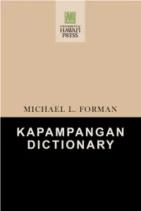 KAPAMPANGAN DICTIONARY PALI Language Texts: Philippines