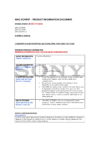 MHC-Ec909ip - PRODUCT INFORMATION DOCUMENT