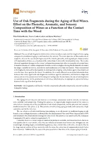 Use of Oak Fragments During the Aging of Red Wines. Effect on the Phenolic, Aromatic, and Sensory Composition of Wines As a Function of the Contact Time with the Wood