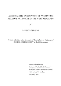 A Systematic Evaluation of Paediatric Allergy Pathways in the West Midlands