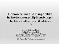 Biomonitoring and Temporality in Environmental Epidemiology: the Data We Collect Versus the Data We Need