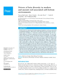 Drivers of Beta Diversity in Modern and Ancient Reef-Associated Soft-Bottom Environments