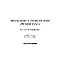 Introduction to the British Social Attitudes Survey Practical Exercises