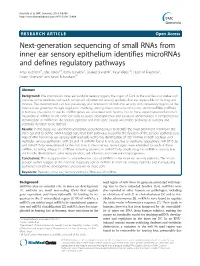 Next-Generation Sequencing of Small Rnas from Inner Ear Sensory