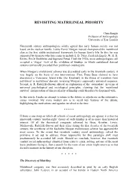 Revisiting Matrilineal Priority