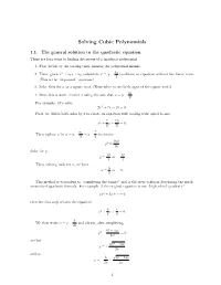 Solving Cubic Polynomials