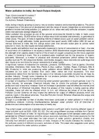 Water Pollution in India: an Input-Output Analysis
