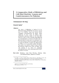 A Comparative Study of Blitzkrieg and Cold Start Doctrine: Cold Start Doctrine:Lessons and Countermeasureslessons and for Pakistan