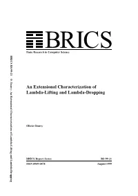 An Extensional Characterization of Lambda-Lifting and Lambda-Dropping Basic Research in Computer Science