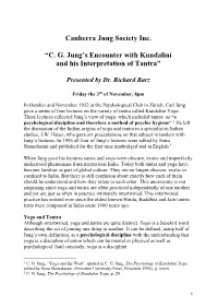 CG Jung's Encounter with Kundalini and His Interpretation of Tantra