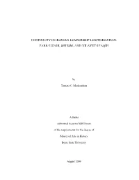 Continuity in Iranian Leadership Legitimization: Farr-I Izadi, Shi’Ism, and Vilayet-I Faqih