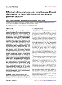 Effects of Micro-Environmental Conditions and Forest Disturbance on the Establishment of Two Andean Palms in Ecuador