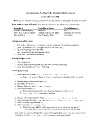 Introduction to Working in the Linux Shell Environment September 17, 2012