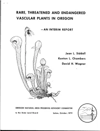 Rare, Threatened, and Endangered Vascular Plants in Oregon