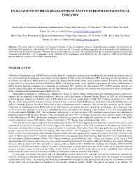 The Study of Evaluative Models on Drug Development Status In