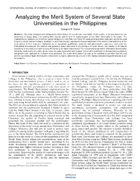 Analyzing the Merit System of Several State Universities in the Philippines Georgina M