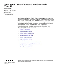 Forms Developer and Oracle Forms Services 6I (Patch 12) Release Notes