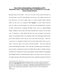 How to Write a Patriotic History of the Rebellion of 1857? Rajanikanta Gupta's 'Sipahi Juddher Itihas' and Multiple Faces