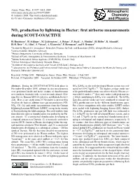 Nox Production by Lightning in Hector: First Airborne Measurements During