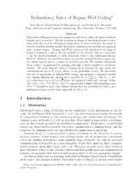 Redundancy Rates of Slepian-Wolf Coding∗